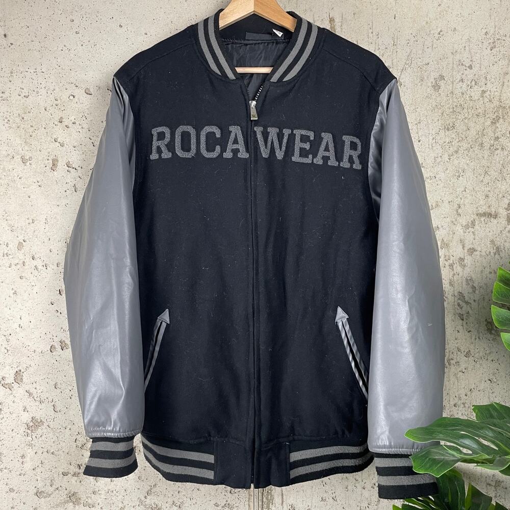 Rocawear Y2K Varsity Spellout Two Tone Jacket Youth XL Mens M